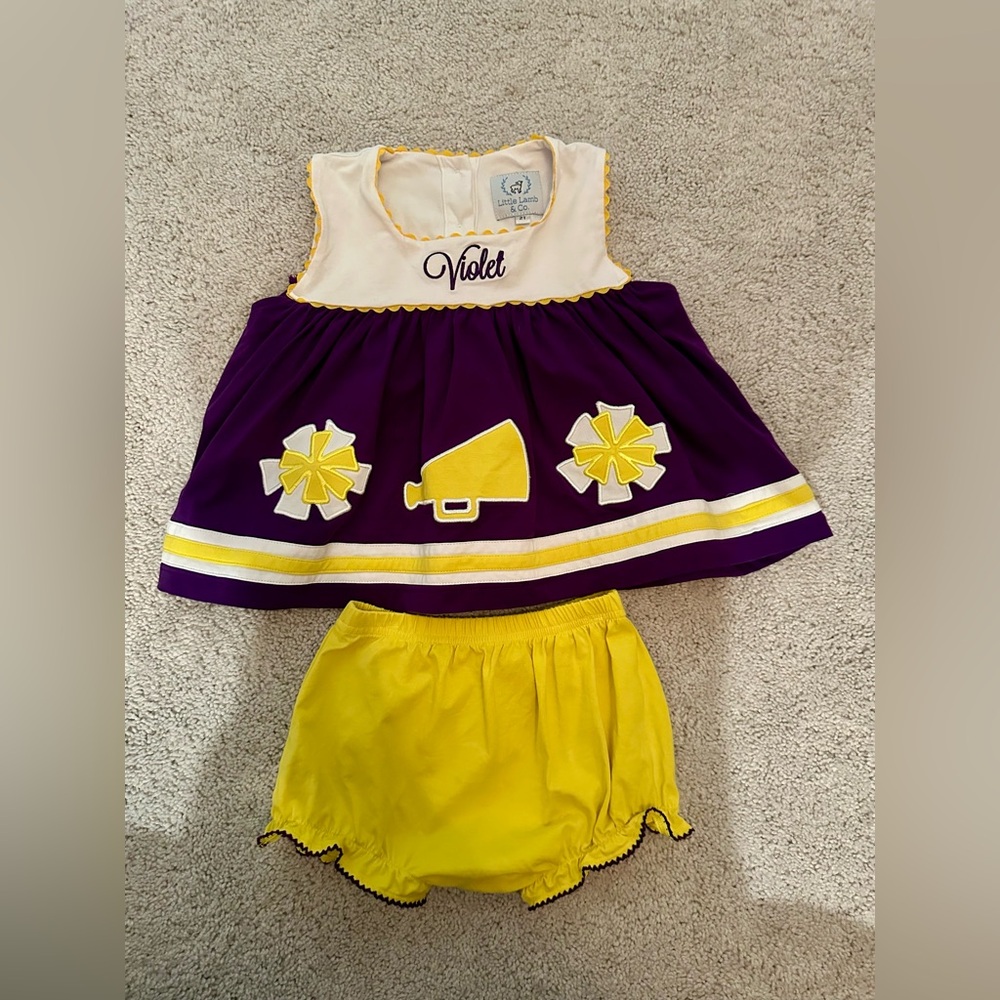 “Violet” Purple and Yellow/Gold Knit Cheerleader Set